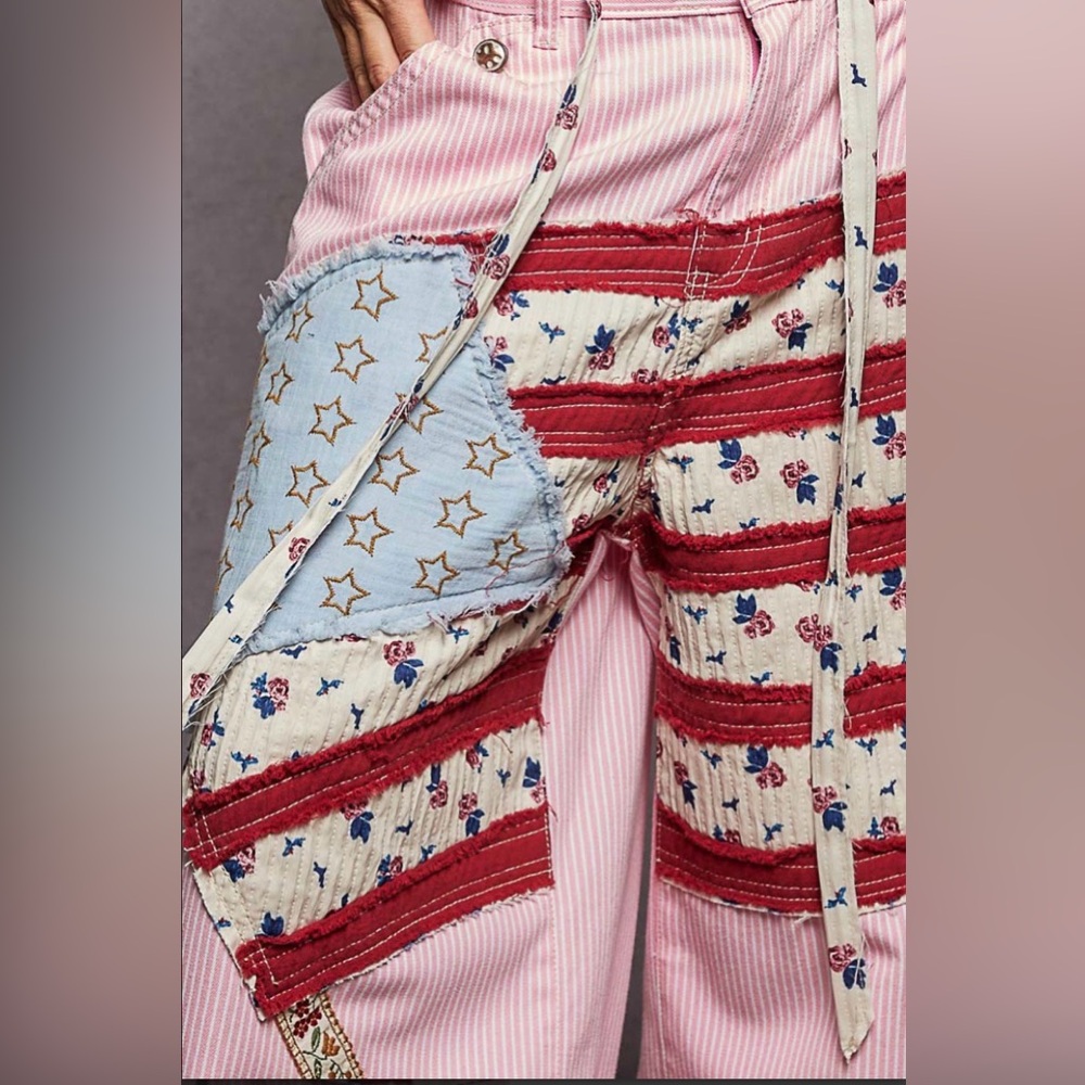 POL Patchwork Striped Pants NWT - image 3